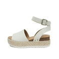 thumbnail image 1 of Soda Topic Open Toe Buckle Ankle Strap Espadrilles Flatform Wedge Casual Sandal, 1 of 5