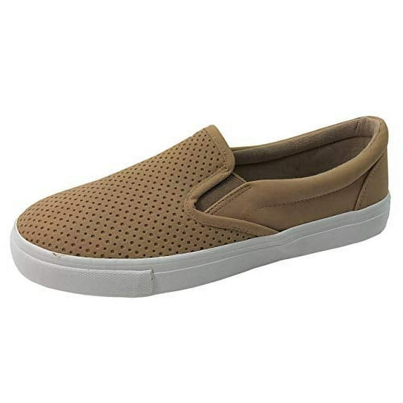 Soda Tracer Slip On White Sole Shoes Fashion Sneakers, Tan, Loafer (5.5)