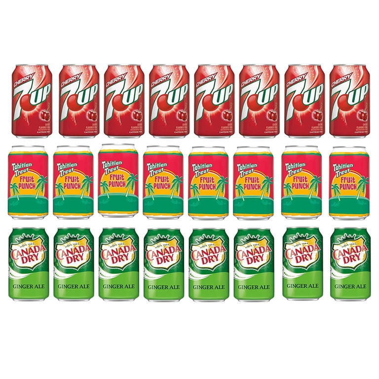 Soda Variety Pack, Pack of 24, 12 fl oz, 7UP Cherry, Tahitian