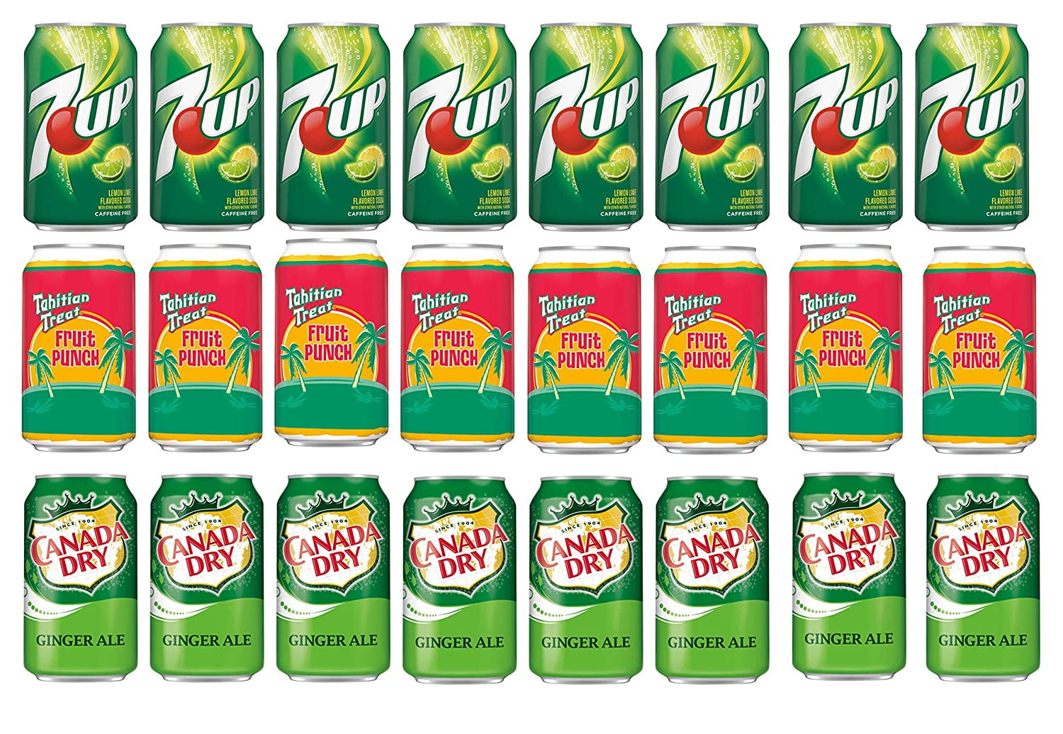 Soda Variety Pack , Pack of 24 , 12 fl oz , 7UP , Tahitian Treat