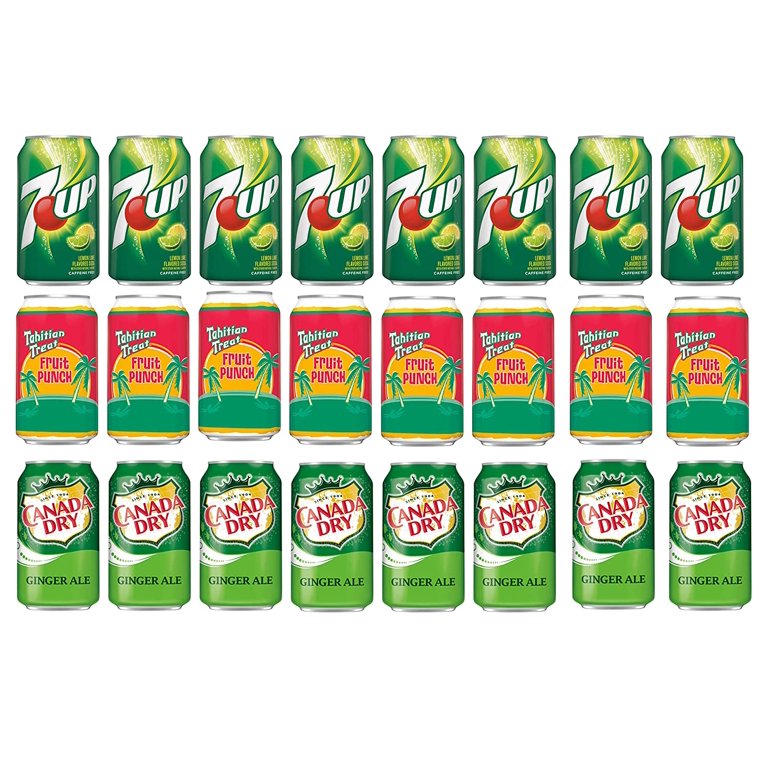 Soda Variety Pack , Pack of 24 , 12 fl oz , 7UP , Tahitian