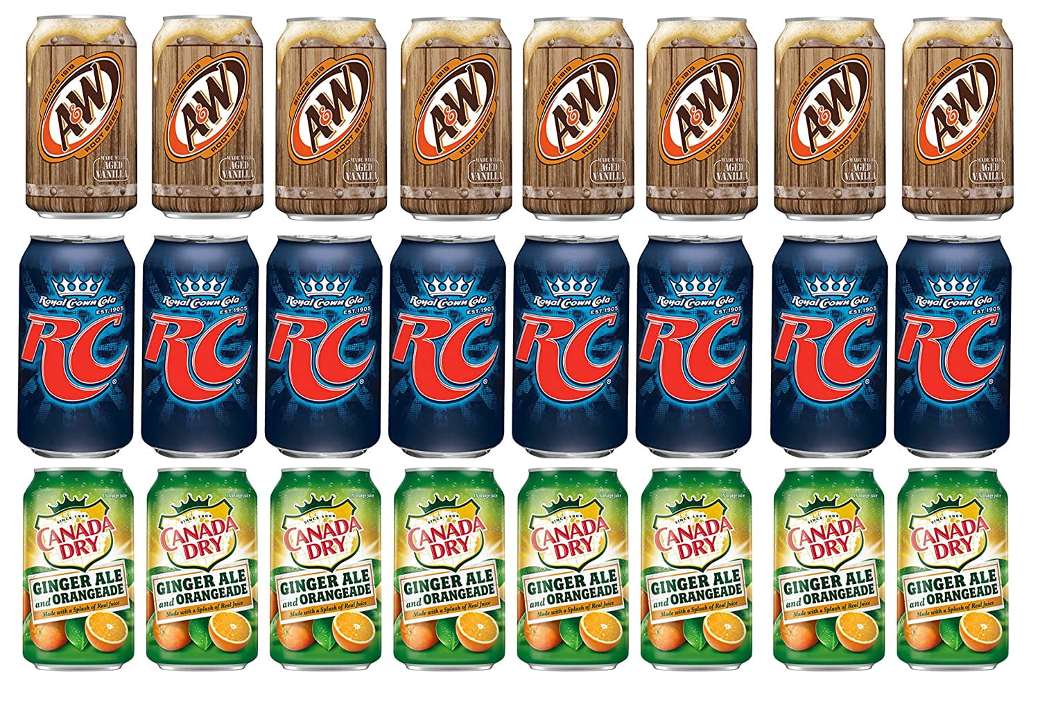 Soda Variety Pack , Pack of 24 , 12 fl oz , A&W Root Beer ,Canada Dry