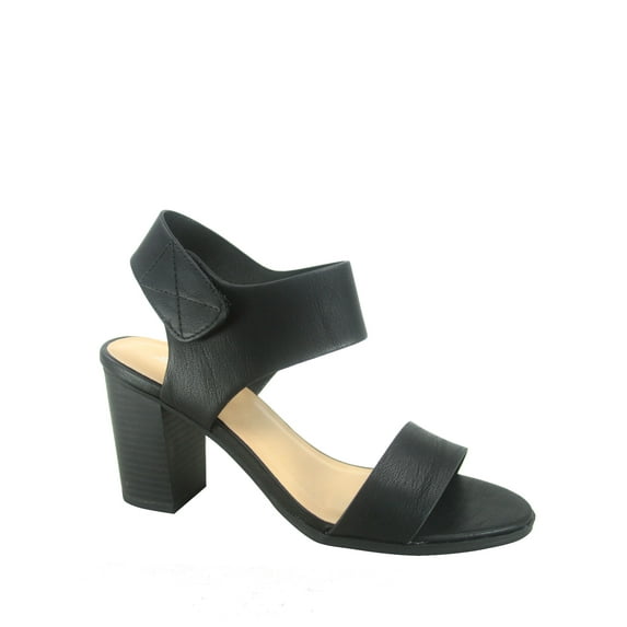 Soda Wait Womens Open Toe Chunky Heel Ankle Strap Block High Heel Dress Sandals ( Black, 9 )