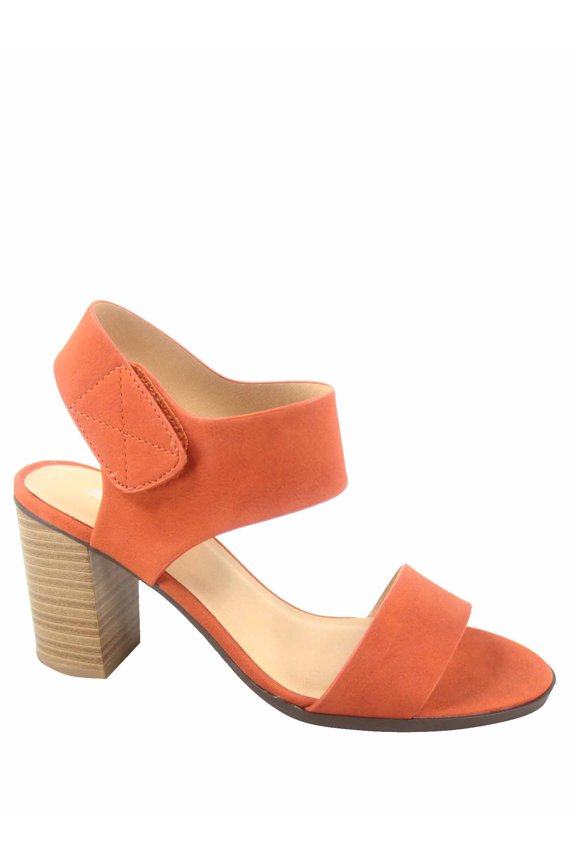 Wait Womens Open Toe Chunky Heel Ankle Strap Block High Heel Dress Sandals ( Orange, 6 )