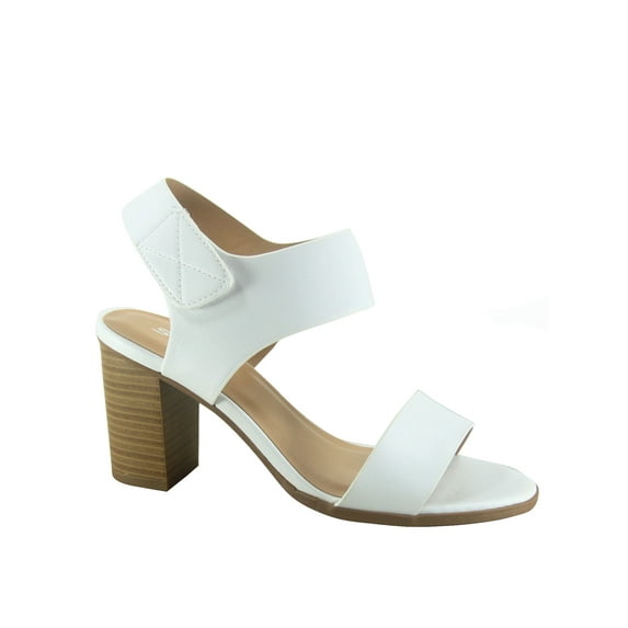 Soda Wait Womens Open Toe Chunky Heel Ankle Strap Block High Heel Dress Sandals ( White, 11 )