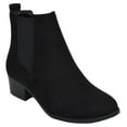thumbnail image 1 of Soda Women Ankle Boots Elastic Sides Slip On Booties Block Heel Suede TEAPOT-S Black 6, 1 of 3