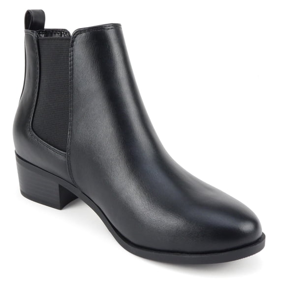 Soda Women Ankle Boots Elastic Sides Slip On Booties Block Heel Suede TEAPOT-S Black PU 8