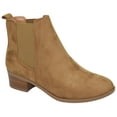 thumbnail image 1 of Soda Women Ankle Boots Elastic Sides Slip On Booties Block Heel Suede TEAPOT-S Tan Brown 7, 1 of 3