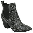 thumbnail image 1 of Soda Women Ankle Boots Elastic Slip On Booties Block Heel Pointy Toe MATTHEW-S Gray Python 7.5, 1 of 3