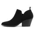 thumbnail image 1 of Soda Women Ankle Boots Side Zipper Booties V Cut Pointed Toe Low Heel SECTORY-S Black Nubuck Suede 8.5, 1 of 5