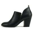 thumbnail image 1 of Soda Women Ankle Boots Slip-on Booties V Cut Sides Almond Toe Medium Stack Heel GAMEY-S Black PU 6, 1 of 5