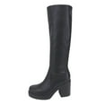thumbnail image 1 of Soda Women Block Chunky Heel Knee High Boots Platform Side Zipper SONIA-H Black PU 8.5, 1 of 4