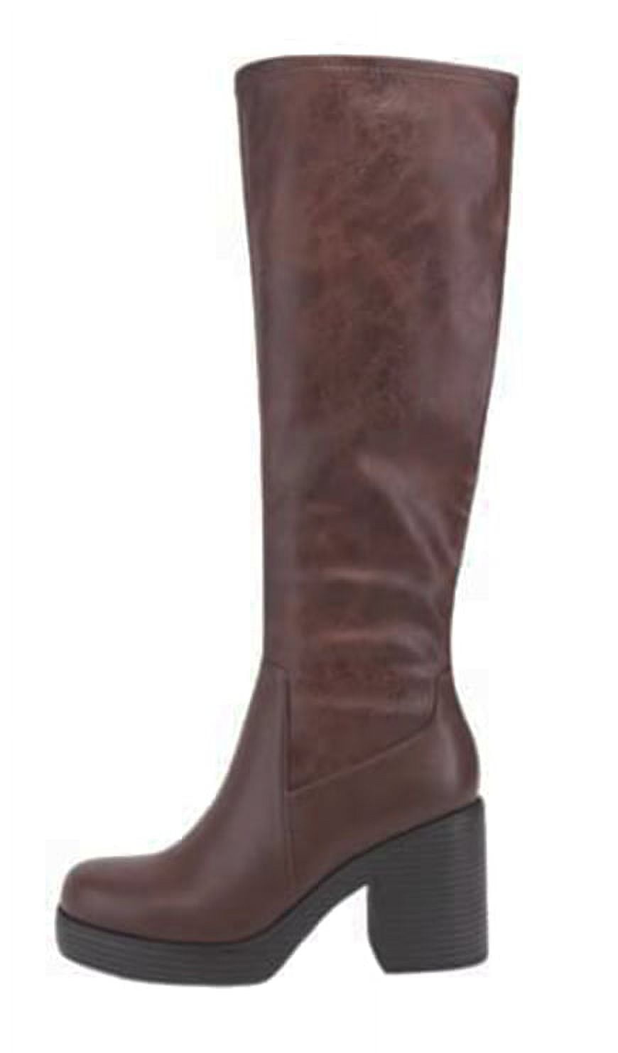 Women's Knee High Boots - Square Toe Chunky Heel Boots With Side Zipper, Leather Tall Boots For Fall & Winter