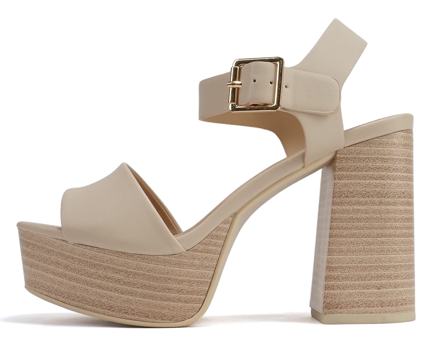 Nude stacked heels sales