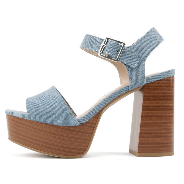 Soda Women Block Chunky Stacked High Heels Sandals Open Toe Platform ...