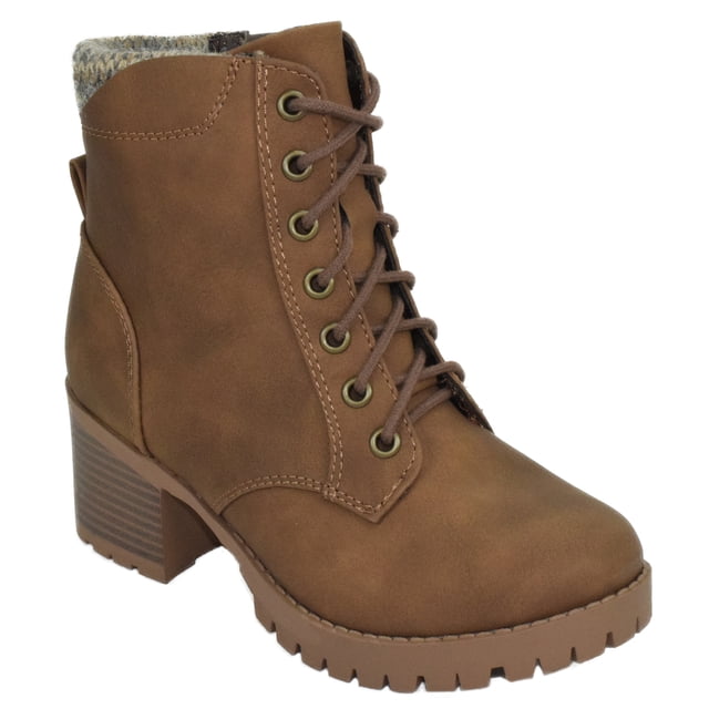 Soda Women Chunky High Heel Combat Army Military Riding Boots Booties ...