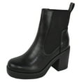 thumbnail image 1 of Soda Women Chunky Thick High Heels Ankle Boots Hidden Platform Elastic Sides Booties DIGITAL-H Black PU 11, 1 of 4