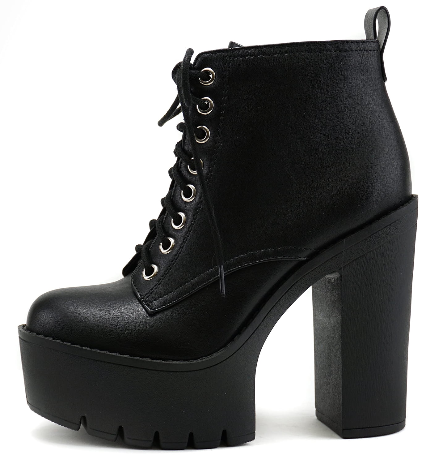 TYNDALL Women's Knee High Platform Boots - Chunky Heel, Black PU Leather, For Work, Office & Casual Wear