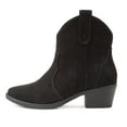 thumbnail image 1 of Soda Women Cowboy Western Stitched Ankle Boots Pointed Toe Short Low Block Heel Booties JORIAH-S Black Suede 8.5, 1 of 4
