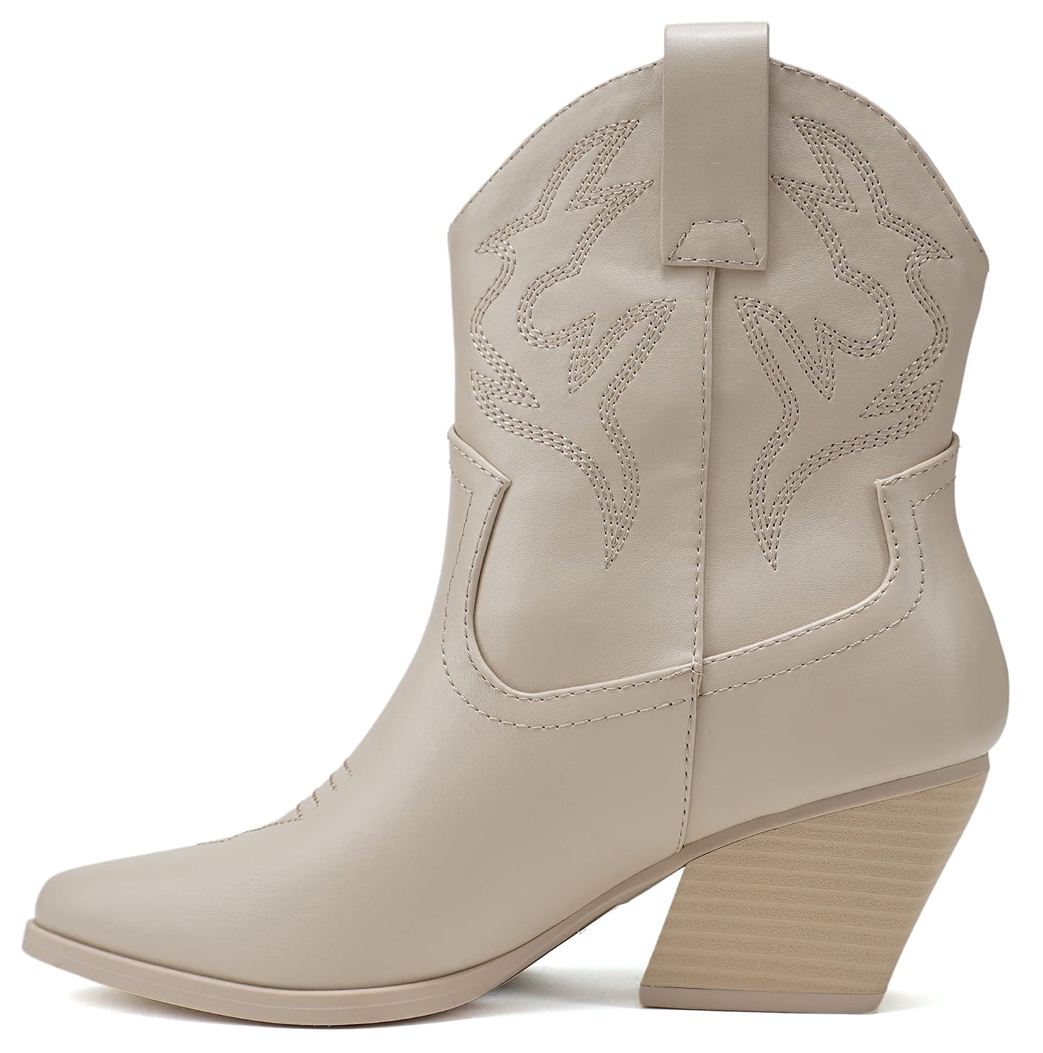 Soda Women Cowgirl Cowboy Western Stitched Ankle Boots Pointed Toe Short  Booties High Top Blazing Beige Nude Bone 8 - Walmart.com