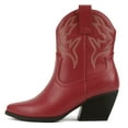 thumbnail image 1 of Soda Women Cowgirl Cowboy Western Stitched Ankle Boots Pointed Toe Short Booties High Top Blazing Red PU 6.5, 1 of 5