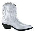 thumbnail image 1 of Soda Women Cowgirl Cowboy Western Stitched Ankle Boots Pointed Toe Short Booties RIGGING-S Silver Metallic 8, 1 of 4