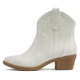 thumbnail image 1 of Soda Women Cowgirl Cowboy Western Stitched Ankle Boots Pointy Toe Short Low Stack Booties GESSO-S White 5.5, 1 of 4