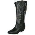 thumbnail image 1 of Soda Women Cowgirl Cowboy Western Stitched Boots Pointy Toe Knee High Black 8, 1 of 3