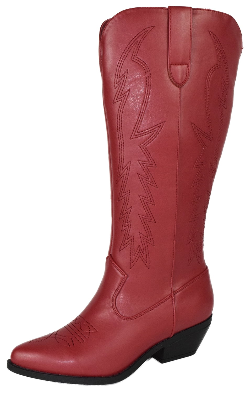 Soda Women Cowgirl Cowboy Western Stitched Boots Pointy Toe Knee High Red 55 8594