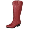 thumbnail image 1 of Soda Women Cowgirl Cowboy Western Stitched Boots Pointy Toe Knee High Red 7.5, 1 of 3