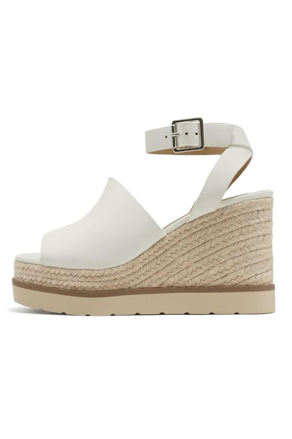 Women Espadrille Wedge High Heels Sandals Open Peep Toe Platform Ankle Strap STELLA-S White 10