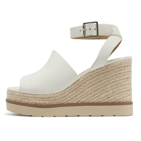 Soda Women Espadrille Wedge High Heels Sandals Open Peep Toe Platform Ankle Strap STELLA-S White 10
