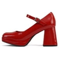 thumbnail image 1 of Soda Women Mary Jane Platform Shoes Square Toe High Chunky Heel Pump Adjustable Ankle Strap NOSTA-S Red Patent 6, 1 of 5
