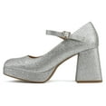 thumbnail image 1 of Soda Women Mary Jane Platform Shoes Square Toe High Chunky Heel Pump Adjustable Ankle Strap NOSTA-S Silver Glitter 7, 1 of 5