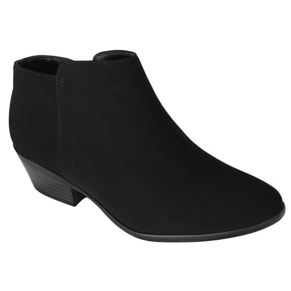 Soda Women Small Short Heel Ankle Boots Side Zipper Booties Faux Leather MUG-S Black NB Nubuck 5.5