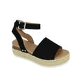 thumbnail image 1 of Soda Women Wedge Sandals Open Toe Ankle Strap Flatform Espadrilles Trim Platform TOPIC-S Black 7, 1 of 3