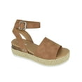 thumbnail image 1 of Soda Women Wedge Sandals Open Toe Ankle Strap Flatform Espadrilles Trim Platform TOPIC-S Tan Brown 7.5, 1 of 3