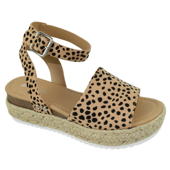 Soda Women Wedge Sandals Open Toe Ankle Strap Flatform Espadrilles Trim Platform Topic-S Dot Leopard Cheetah 8
