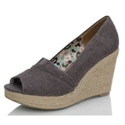 Soda Women YAHA sandals, Dark Gray Linen, 6.5