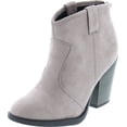 thumbnail image 1 of Soda Women's Albert Faux Suede Cowboy Pull-Tab Stacked Heels Ankle Booties, 1 of 7