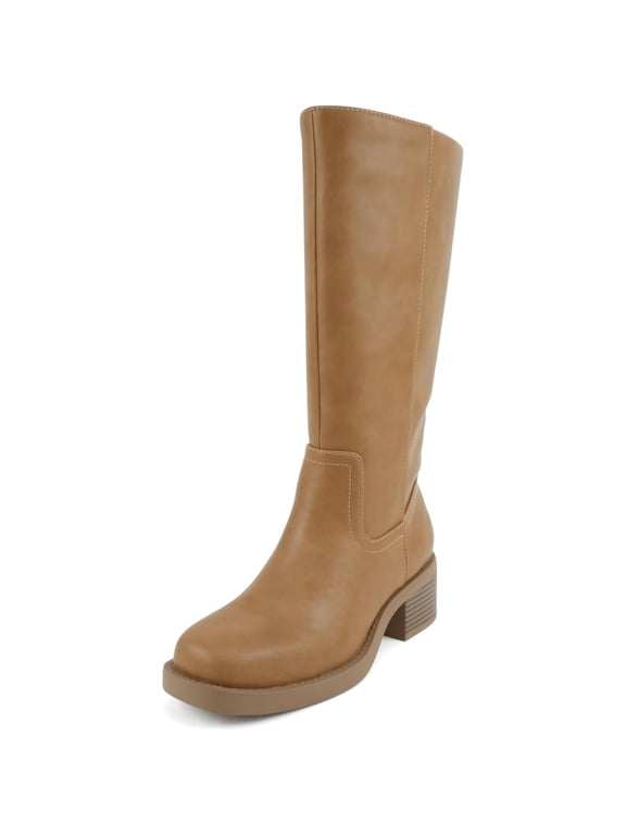 Women’s Belvin Square Toe Platform Mid-Calf Boot(Dark Natural, 8.5)