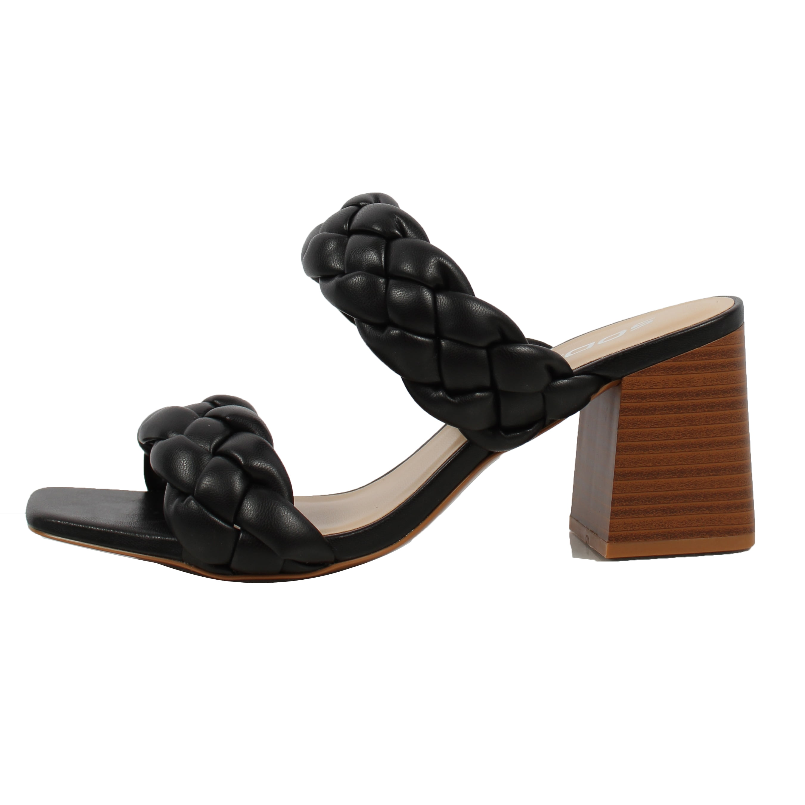 Perphy Women's Open Toe Dual Straps Block Heels Slide Sandals Black 6