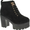 thumbnail image 1 of Soda Women's Climate Faux Leather Lace-Up Thick Platform Chunky Heel Lug Ankle Bootie, 1 of 4