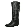 thumbnail image 1 of Soda Women's Faux Leather Stitching Cowboy Knee High Boots, Black, 9 M US, 1 of 5