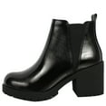 thumbnail image 1 of Soda Women's Faux Leather V Slit Chelsea Block Heel Ankle Bootie, Black Crinkle, 6 M US, 1 of 5