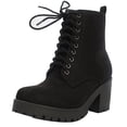thumbnail image 1 of Soda Women's Faux Suede Combat Lug Block Heel Boot, Black, 8 M US, 1 of 4