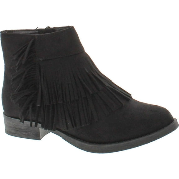 Soda Women's Flame Faux Suede Double Fringe Moccasin Ankle Boots