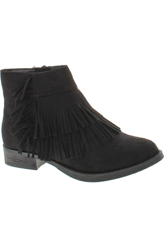 Women's Flame Faux Suede Double Fringe Moccasin Ankle Boots