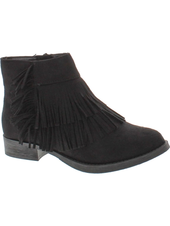 Women's Flame Faux Suede Double Fringe Moccasin Ankle Boots