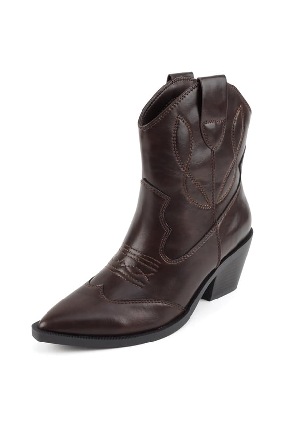 Women’s Incity Pointed Toe Western Ankle Boot (Brown, 7)